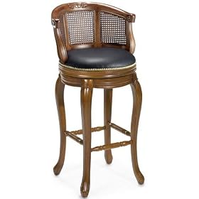 Click here to buy Cane-back Bar Stool Black Leather Oak by Home Decorators Collection.