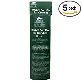 White Egret Earomatherapy Ear Candles, Herbal Paraffin, 12 candles (Pack of 5)