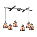 Arco-Baleno - 6 Light Kitchen Island Pendant Track Lighting Fixture - Brushed Nickel - Brown - B3488