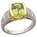 Two Tone Genuine Peridot And Diamond Ring