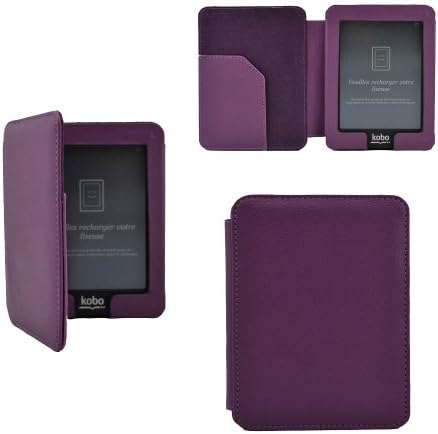 Premium Folio Magnetic Leather Case Cover for KOBO eReader Mini Edition (Purple)