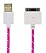 UNISAME [Pack of 5Pcs] Premium 3Ft 1Meter Rugged Nylon Braided 30 Pin USB Charging & Sync Data Cable Charger Cord for iPhone 4 4S 3GS 3G, iPad 2, iPad 3, iPod Touch 1/2/3/4 (Black/ Red/ Blue/ Purple/ Hot Pink)