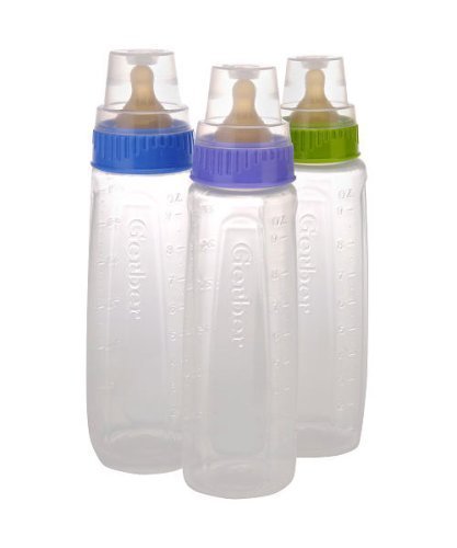 Gerber First Essential Clear View BPA Free Plastic Nurser With Latex Nipple, 9 Ounce, 3 Pack