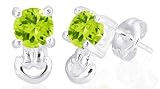 Round Cut Peridot Earrings Sterling Silver