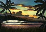 Hookalei Sunset Surf Art Print - Matted and Signed by Wade Koniakowsky
