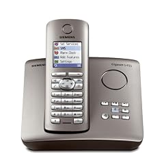 Siemens Gigaset S455, Schnurloses DECT-Komfort-Telefon mit integriertem Anrufbeantworter, platin