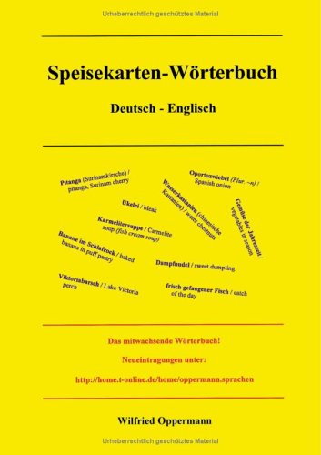 Sprachendienst Oppermann Speisekarten-W&ouml;rterbuch Deutsch-Englisch