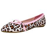 Pink Leopard Print Women's Ballet Flat Shoes With Bow
