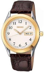 Seiko Gold Tone Stainless Steel Day/Date Mens Watch SGFA10