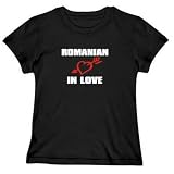 T-Shirt Woman Black  Romanian In Love  Romania Country
