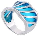 Sterling Silver Freeform Topaz Blue Resin Ring