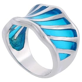 Sterling Silver Freeform Topaz Blue Resin Ring by Sabrina Silver