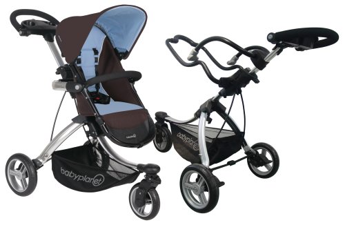 Baby Planet Max Pro 3-Wheel Travel System - Light Blue/Brown