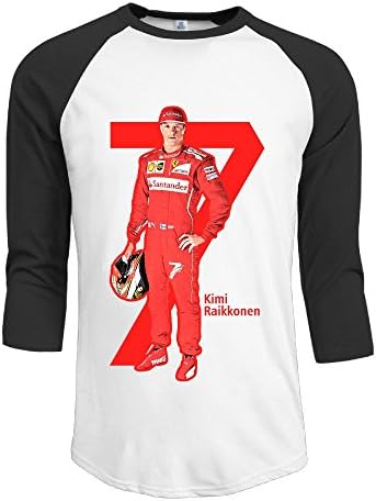 Hioyio Men's Kimi R?ikk?nen 3/4 Sleeve Baseball T Shirt