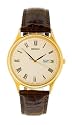 Seiko Men's Gold Coloured Analogue Leather Strap Watch