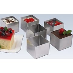 Chg 3386-00 Dessert und Speisering / quadratische Form / 6 St�ck / 6.5 x 6.5 x 5.5 cm / edelstahl