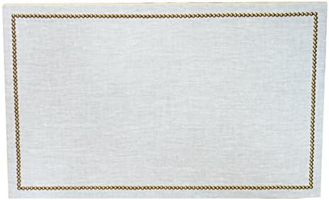 Linen Bulletin Board Cork Board with Nail Head Trim 24x40 by Pavona Interiors