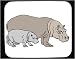 Decorated Mouse Pad with mother, baby, calf, gray, hippopotamus, brown