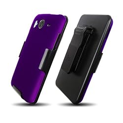 HTC Inspire 4G (3in1) Screen Guard Holster Case Combo w/ Kickstand - Purple