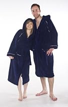 Bademantel mit Kapuze, Saunamantel WellSoft Microfaser für Damen und Herren BLAU -XXL-