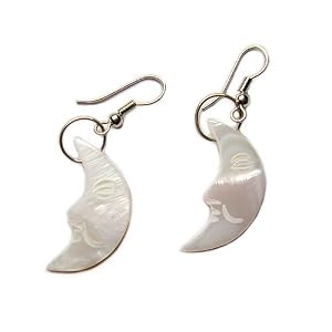 Mother of Pearl Dyed Quarter Moon Dangle Earrings