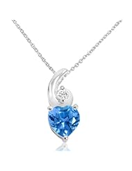 Heart Shape Swiss-Blue and White Topaz Pendant-Necklace in Sterling Silver (2 1/2ct tgw)
