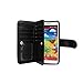 Samsung Galaxy Note 3 III Case, xhorizon TM Premium Leather Folio Case [Wallet Function] [Magnetic Detachable] Fashion Wristlet Lanyard Hand Strap Purse Soft Flip Book Style Multiple Card Slots Cash Compartment Pocket with Magnetic Closure Case Cover Skin ZA5 for Samsung Galaxy Note 3/III (N9000) - Black