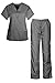 G Med Unisex Scrub Set V-Neck Top and Pant 2 PC Set(Menset-MED,DGY-M) Dark Grey