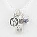 Peace Word Charm and Lotus Flower Charm in Sterling Silver with Beads of Iolite on a 16" Ball Chain, #8347