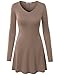 J.TOMSON Women's Basic Long Sleeve V-Neck Tunic Top with Flare Hem