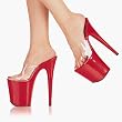 8 Inch Sexy High Heel Shoes High Platform Slip On Womens Slide Clear / Red