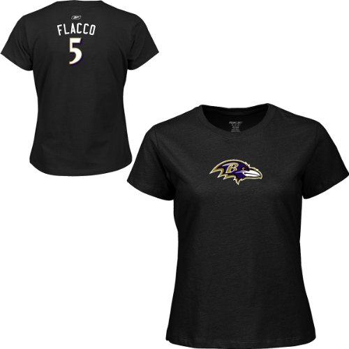 Reebok Baltimore Ravens Joe Flacco Women's Name & Number T-Shirt Medium