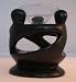 African Soapstone Sculpture Oil Burner - Family of Three in Black