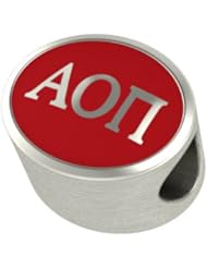 Alpha Omicron Pi Enameled Sorority Bead Charm Fits Most European Style Bracelets. High Quality Bead in Stock for Fast Shipping