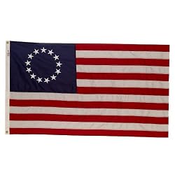 Valley Forge  Nylon Colonial 13-Star Betsy Ross United States Flag, measures 3-Foot by 5-Foot, 100% Brass Grommets.