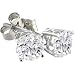 14K White Gold or Yellow Gold, Round, Diamond Stud Earrings (1/10 ctw, I-J Color, I1-I2 Clarity)