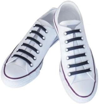 SillyLaces Silicone Slip On Shoelaces Kids Narrow, Black