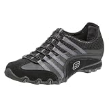 Skechers Womens Straightaway Sneaker, Black/Charcoal, 8 M