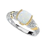 14K Two-Tone Gold Opal, Tanzanite and Diamond Ring