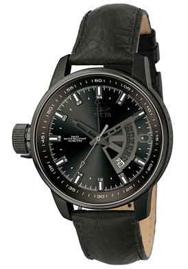 Invicta Men's 6516 Force Collection Lefty Black Ion-Plated Black Leather Watch