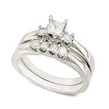 1/2 cttw Princess-Cut and Round Diamond 14k White Gold Wedding Set (1/4 ct Center, SI1/2, H-I)