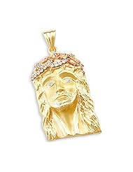 14k Yellow and Rose Gold Jesus Face Charm Pendant New