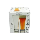 Circleware Quench 12-Ounce Pilsner Glass Set, 4-Piece Beer Glasses
