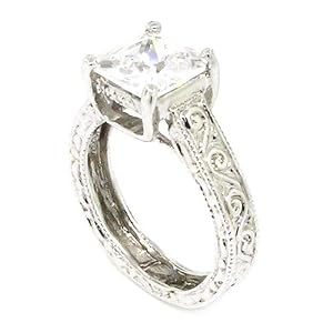 Vintage Solitaire Engagement Ring w/Radiant White CZ Size 10