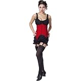 Sexy Theatre Costumes Red Black Corset Saloon Girl Bloomers