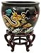 Asian Decor - 16 Black Lacquer Fine Porcelain Jardiniere / Fish Bowl / Planter / Urn - 3 Designs