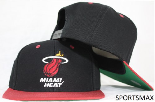 Miami Heat Black/Red Two Tone Plastic Snapback Adjustable Plastic Snap Back Hat / Cap
