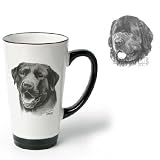 Porcelain Funnel Cup with Newfoundland (6 inch, Black and white)