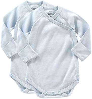 giggle Better Basics Long-Sleeve Baby Body - Set of 2 (Organic Cotton) (0-3M, Blue)