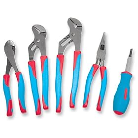 Channellock CBS-3 Code Blue 5 Piece 9-1/2-Inch, 10-Inch Tongue and Groove, 8-1/2-Inch Needle Nose and 8-Inch Cutting Plier Set